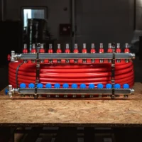 Padlófűtési Osztó-gyűjtő - Rozsdamentes Acél, Áramlásmérővel szelepekkel - 10 kör