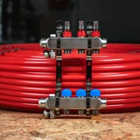 Padlófűtési Osztó-gyűjtő - Rozsdamentes Acél, Áramlásmérővel szelepekkel - 3 kör