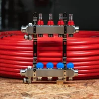 Padlófűtési Osztó-gyűjtő - Rozsdamentes Acél, Áramlásmérővel szelepekkel - 4 kör