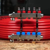 Padlófűtési Osztó-gyűjtő - Rozsdamentes Acél, Áramlásmérővel szelepekkel - 5 kör