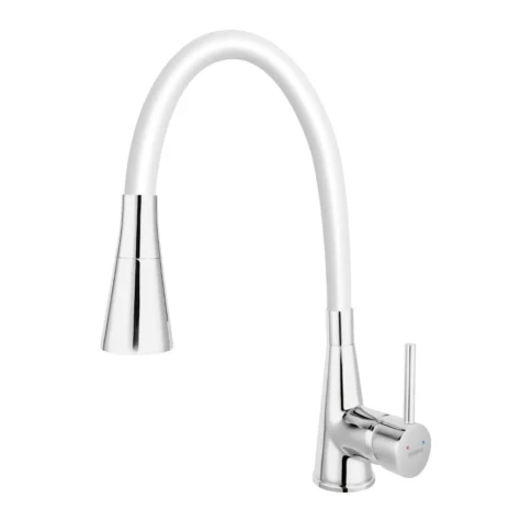 Zumba II. - Álló mosogató csaptelep flexibilis kifolyócsővel, fehér (1)