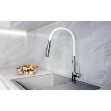 Zumba Slim 2F - Konyhai csaptelep flexibilis kifolyócsővel, fehér (2) Zumba Slim 2F - Konyhai csaptelep flexibilis kifolyócsővel, fehér (2)