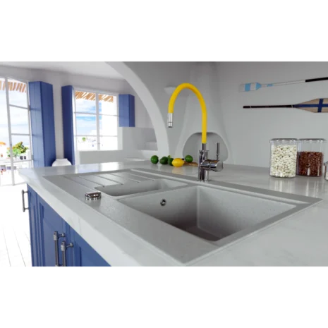 Zumba konyhai csaptelep, elasztikus kifolyóval sárga, króm (3) Zumba konyhai csaptelep, elasztikus kifolyóval sárga, króm (3)