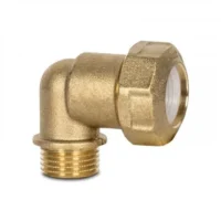 KPE Cső Csatlakozó Könyök Idom – Sárgaréz, KM, 1”x32 mm